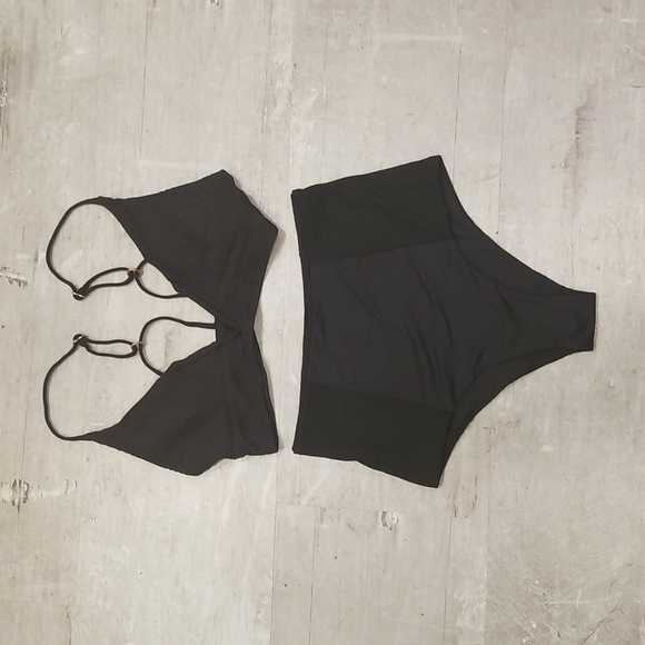 💕L*SPACE💕 Ribbed Bikini Set (Siren Top M + Jackie Bitsy Bottom XS) Black NWT - Picture 14 of 16